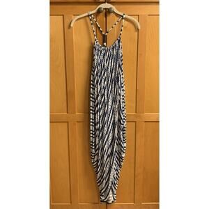 Womens Midnight Large Blue and White Wrap Dress/Bathing Suit Cover Up
